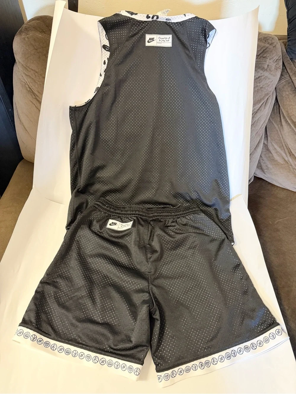 Nike Black & White Kids Basketball Jersey and Shorts Set - Panther Graphic